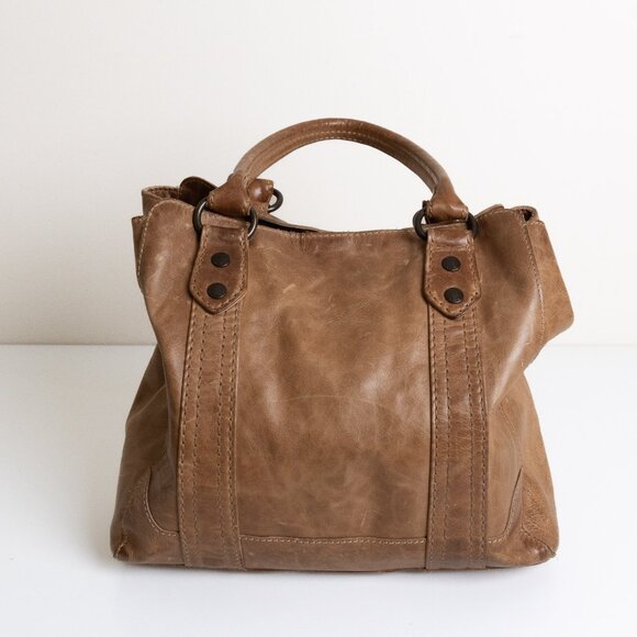 FRYE Leather Tote Handbag Melissa Light Brown Beige - Picture 4 of 14